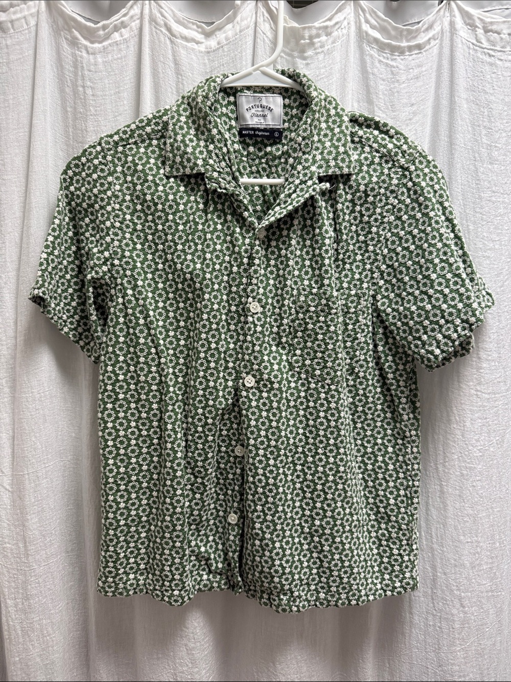 Faherty Green and White Short-Sleeve Floral Button-Down Shirt